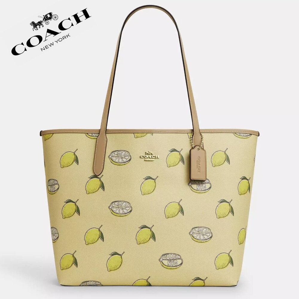 Coach City Tote Bag With Lemon Print